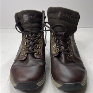 Khombu Brown Leather Boots Rugged High-Top Design